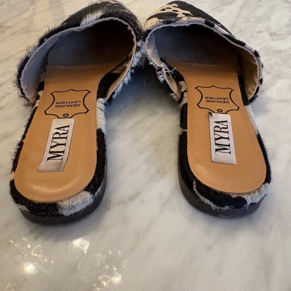 MYRA Cowhide Hair-On Leather Studded Mule Slides Size‎ 7 Western Boho Flats - Picture 7 of 15